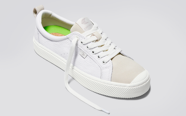 OCA Low White Premium Leather Vintage White Suede Sneaker Men