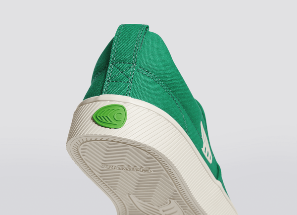 SLIP ON Green Canvas Ivory Logo Sneaker Women