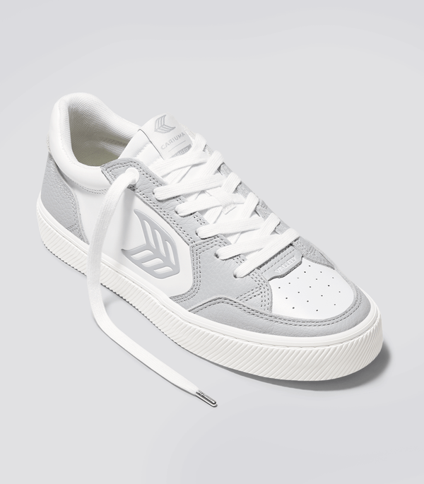 VALLELY White Leather Onyx Grey Accents Sneaker Men
