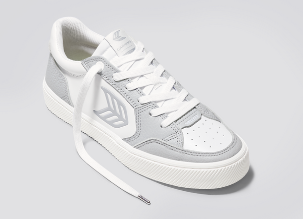 VALLELY White Leather Onyx Grey Accents Sneaker Men