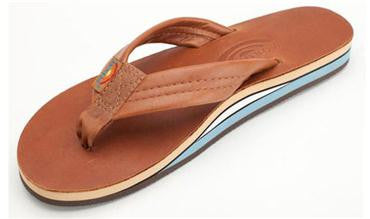 Rainbow Sandals 302ALTS Double Layer Classic Leather with Arch Support Womens Tan Blue | Rainbow | S | 