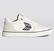VALLELY Skate Vintage White Suede and Off-White Cordura Black Logo Sneaker Men