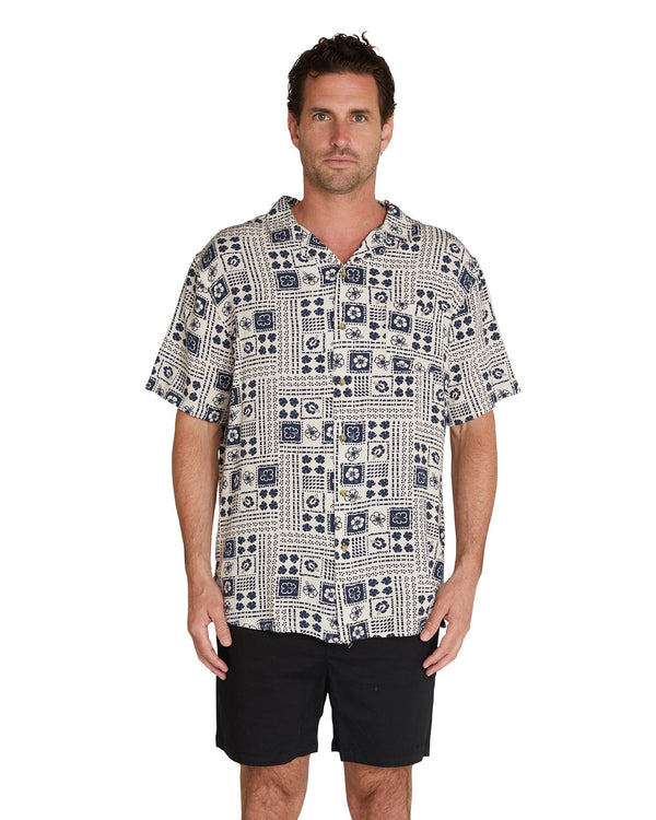 Mens - Aloha Shirts - Hibiscus Carve - Sand