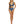 Womens - Swim Top - Trapezium Bikini Top - Blue Navy Hibiscus