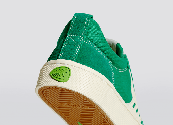 CATIBA PRO Skate Green Suede and Canvas Contrast Thread Ivory Logo Sneaker Women