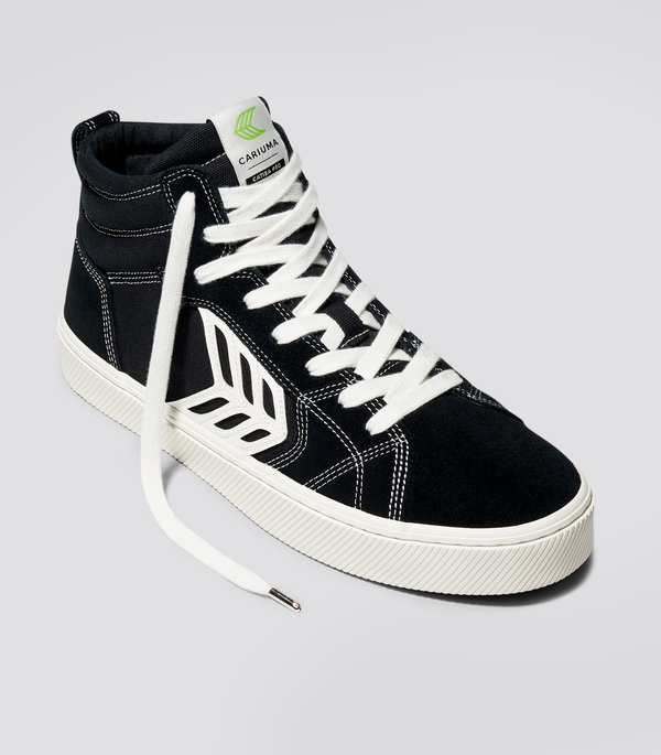 CATIBA PRO High Skate Black Suede and Canvas Contrast Thread Ivory Logo Sneaker Men