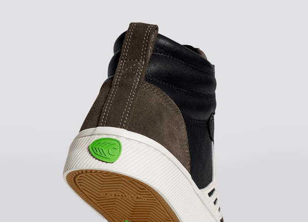 CATIBA PRO High Skate Black Premium Leather Dark Khaki Suede Ivory Logo Sneaker Men