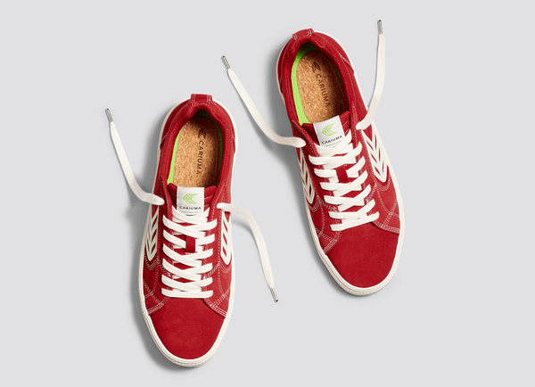 CATIBA PRO Skate Samba Red Suede and Canvas Contrast Thread Ivory Logo Sneaker Men
