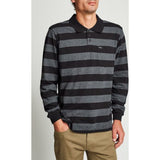RICHLAND L/S POLO KNIT - CHARCOAL HEATHER/BLACK