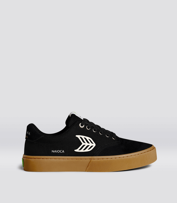 NAIOCA PRO Gum Black Suede and Canvas Ivory Logo Sneaker Women