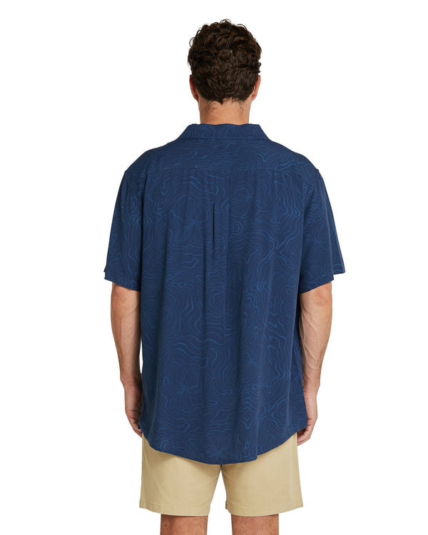 Mens - Aloha Short Sleeve Shirt - Mapped Waves - Navy