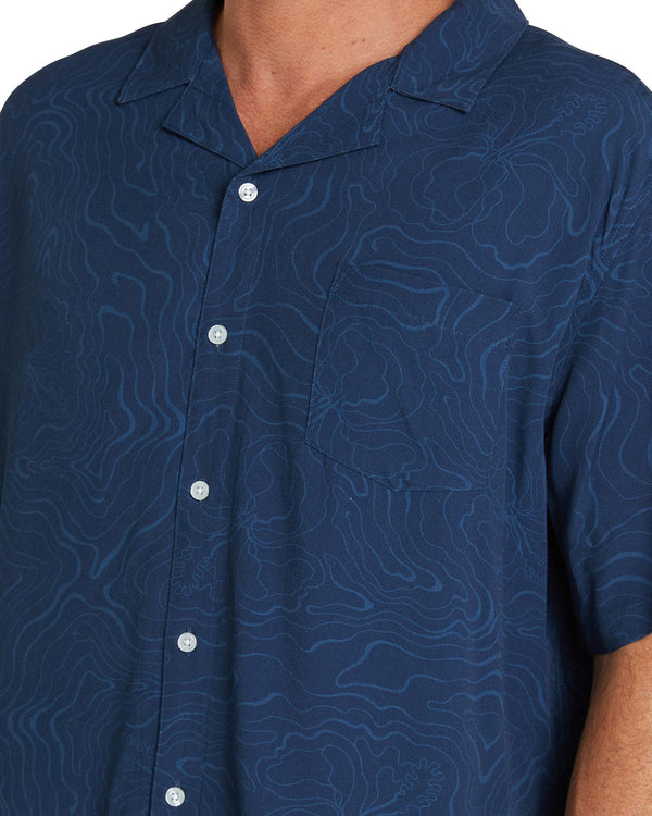 Mens - Aloha Short Sleeve Shirt - Mapped Waves - Navy