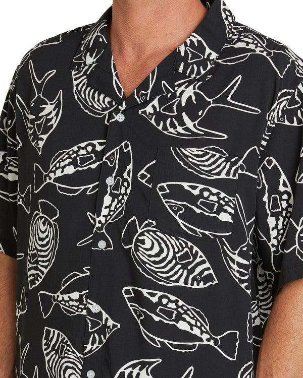 Mens - Aloha Short Sleeve Shirt - OG Fish - Black