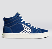 CATIBA PRO High Skate Mystery Blue Suede and Canvas Contrast Thread Ivory Logo Sneaker Men