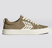 CATIBA PRO Skate Burnt Sand Suede and Canvas Contrast Thread Ivory Logo Sneaker Men