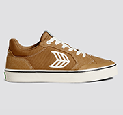 VALLELY Skate Camel Suede and Cordura Ivory Logo Sneaker Women