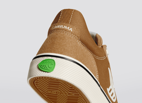 VALLELY Skate Camel Suede and Cordura Ivory Logo Sneaker Women