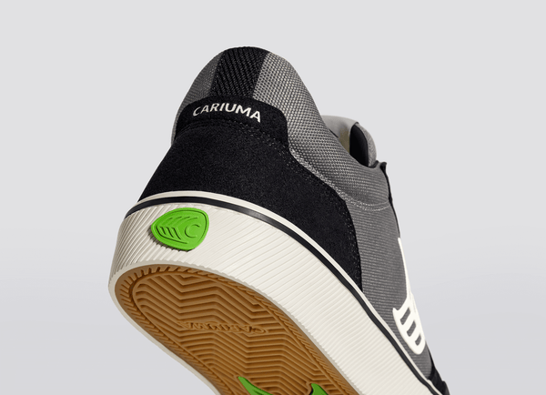 VALLELY Skate Black Suede Charcoal Grey Cordura Ivory Logo Sneaker Men