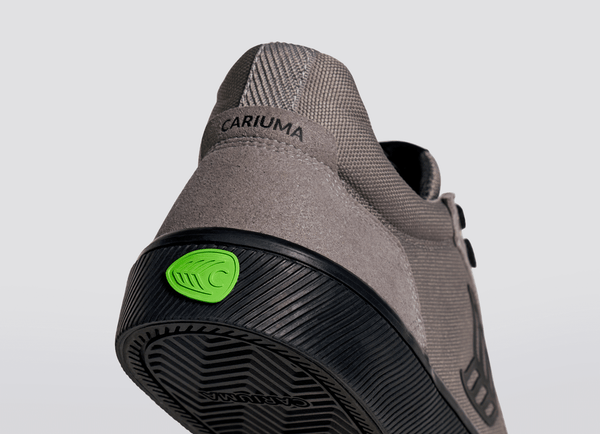 VALLELY Skate Charcoal Grey Suede and Cordura Black Logo Sneaker Men